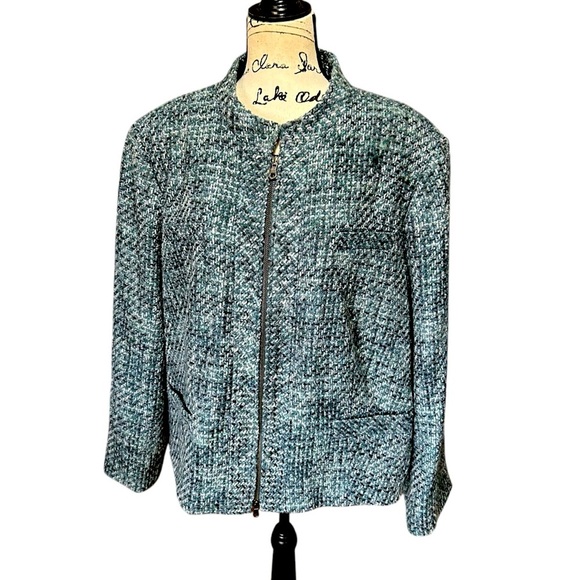 Alfani Woman Wool Blend Full Zip Front Blazer Sz Lrg - Picture 1 of 13